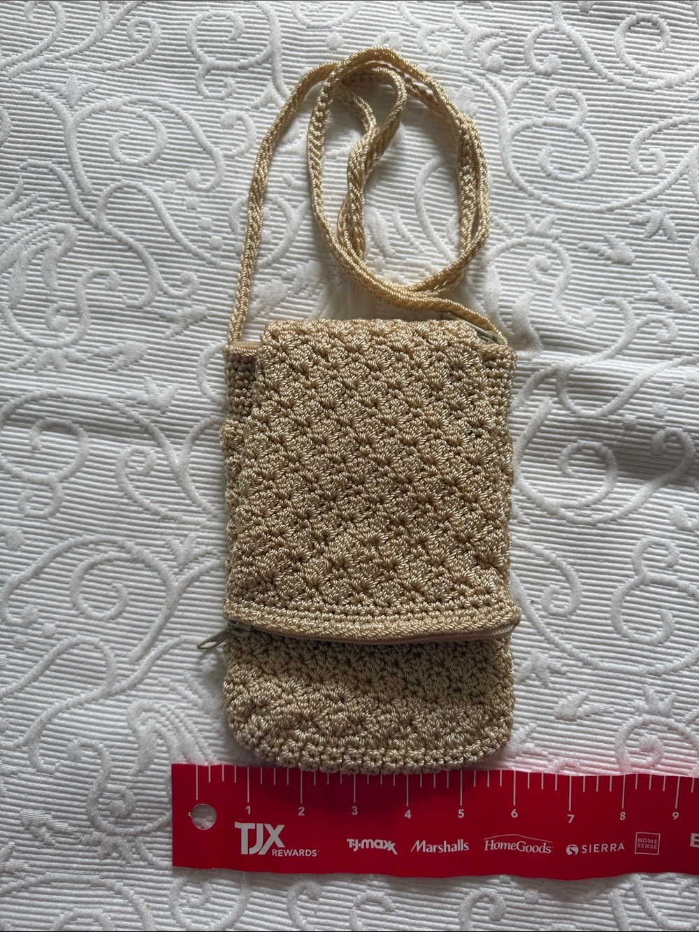 Woven Cream Crochet Crossbody Bag with Fold-Over Flap